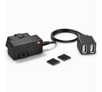 OBD-II Konstant-Stromkabel für Garmin Dash Cam 46, 57, Mini & Tandem - Ersatzkompatibel zu 010-12530-23 - Dauerstrom bei Parkbetrieb - Doppel-USB Ausgang mit Batterieschutz - Schwarz