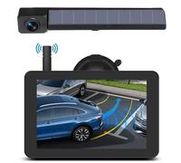 OBEST Solar Kabellos Rückfahrkamera Set, Akkubetriebene Funk 1080P Rückfahrkamera mit 5" Monitor,4800mAh Wiederaufladbare Batterie,3 Min Wasserdicht Rückfahrkamera Auto für Wohnmobil,Van,Anhänger