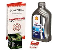 Öl & Ölfilter für Honda Monkey 125, 2022-2023 (JB03), Ölwechsel Set, Shell 10W-40 Motoröl + HiFlo Filter + Dichtring(e)