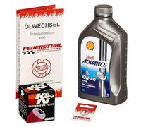 Öl & Ölfilter für Honda Monkey 125, 2022-2023 (JB03), Ölwechsel Set, Shell 10W-40 Motoröl + K&N Filter + Dichtring(e)