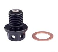 Ölablassschraube für Motorräder und ATV-Motoren mit Press-Fit-Magnet zum Sammeln von Metallabfällen, eloxiertes Aluminium mit Sicherheitsdrahtloch (schwarz)