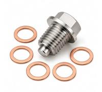 Ölablassschraube M14x1.5 & Ölablassschraube Dichtung, Öl ablassen Schraube | Starker Magnet-Ersatz aus Edelstahl, inklusive 5 Kupfer-Dichtringe für Auto & Motorrad, zuverlässige Motorpflege