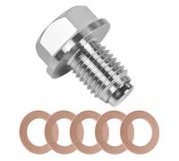 Ölablassschraube Magnetische M12x1.5 aus Edelstahl mit Kupferdichtung Ölablassschraube mit Magnetische Dichtung, Hochleistungs Magnet mit 5 Ölwannen Dichtung, Universell für Auto Motorrad Boot