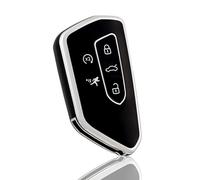 OFF WE GO Autoschlüssel Hülle für VW Schlüsselhülle Cover für 2020-2024 Golf 8 Multivan Seat Leon MK4 Cupra Ateca Tarraco Skoda Octavia Schlüsselcover 5 Tasten Schlüssel Schutz Gehäuse, Schwarz Silber