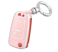 OFF WE GO Autoschlüssel Hülle Schlüssel Hülle Schlüsselhülle Cover für Opel Astra j Zafira Chevrolet Aveo Matiz Cruze Captiva Spark Orlando Trax Schlüsselcover mit Schlüsselanhänger, Rosa Silber