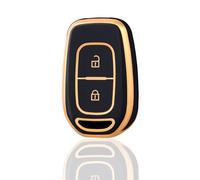 OFF WE GO Autoschlüssel Hülle Schlüssel Hülle Schlüsselhülle Cover für Renault Kwid Symbol Clio Trafic Sandero Dacia Logan Duster Captur Kadjar Schlüsselbox Schlüsselcover Schutz Gehäuse, Schwarz Gold
