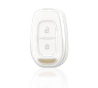 OFF WE GO Autoschlüssel Hülle Schlüssel Hülle Schlüsselhülle Cover für Renault Kwid Symbol Clio Trafic Sandero Dacia Logan Duster Captur Kadjar Schlüsselbox Schlüsselcover Schutz Gehäuse, Weiß Silber