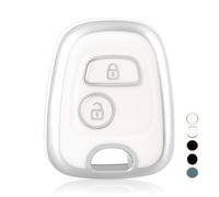 OFF WE GO Autoschlüssel Hülle Schlüsselhülle Cover für Ford Peugeot 106 107 206 207 208 407 Citroen C1 C2 C3 C4 C5 Xsara Picasso Saxo Toyota Aygo Schlüsselcover Schlüssel Schutz Gehäuse, Weiß Silber