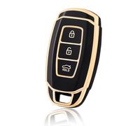 OFF WE GO Autoschlüssel Hülle Schlüsselhülle Cover für Hyundai ix35 i10 i30 i30N Accent Santa Tucson Verna Kona ioniq Elantra Hybrid Palisade Solaris Azera Schlüsselcover Schutz Gehäuse, Schwarz Gold