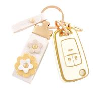 OFF WE GO Autoschlüssel Hülle Schlüsselhülle Cover für Opel Vauxhall Astra H J K Adam Insignia A Meriva B Mokka X Vectra C Zafira Mokka Schlüsselcover mit Schlüsselanhänger Schutz Gehäuse, Weiß Gold