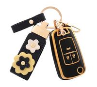 OFF WE GO Autoschlüssel Hülle Schlüsselhülle Cover für Opel Vauxhall Astra H J K Adam Insignia A Meriva B Mokka X Vectra C Zafira Mokka Schlüsselcover mit Schlüsselanhänger Schutz Gehäuse,Schwarz Gold