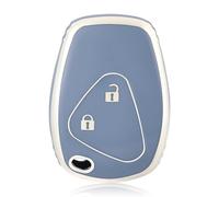 OFF WE GO Autoschlüssel Hülle Schlüsselhülle Cover für Renault Clio Modus Twingo Kangoo Master Trafic Dacia Logan Sandero Opel Vivaro Movano Schlüsselcover Schlüssel Schutz Gehäuse, Blau Silber