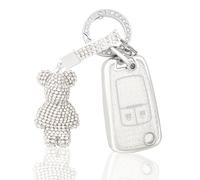 OFF WE GO Autoschlüssel Hülle Schlüsselhülle Cover Schlüssel Hülle für Opel Aveo Cruze Corsa Mokka Adam Astra Zafira Insignia Auto Schlüsselcover mit Schlüsselanhänge Schutz Gehäuse, Weiß