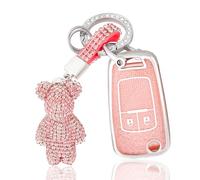 OFF WE GO Autoschlüssel Hülle Schlüsselhülle Cover Schlüssel Hülle für Opel Aveo Cruze Corsa Mokka Adam Astra Zafira Insignia Auto Schlüsselcover mit Schlüsselanhänge Schutz Gehäuse, Rosa