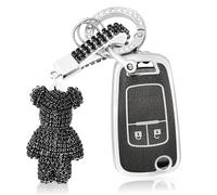 OFF WE GO Autoschlüssel Hülle Schlüsselhülle Cover Schlüssel Hülle für Opel Aveo Cruze Corsa Mokka Adam Astra Zafira Insignia Auto Schlüsselcover mit Schlüsselanhänge Schutz Gehäuse,Schwarz