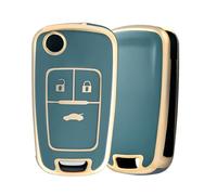 OFF WE GO Autoschlüssel Hülle Schlüsselhülle Cover Schlüsselcover Schlüssel Schutz Gehäuse Schlüsselbox für Chevrolet Aveo Opel Vauxhall Cruze Spark Astra Insignia Vectra Zafira Adam Cascada,Blau Gold