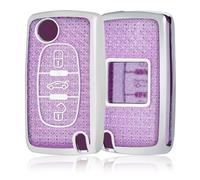 OFF WE GO Autoschlüssel Hülle Schlüsselhülle Cover Schlüsselgehäuse für Citroën C2 C3 C4 C5 Berlingo Grand Picasso Peugeot 207 307 407 208 308 408 Schlüsselcover Auto Schlüssel Schutz Gehäuse, Violett