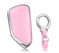 OFF WE GO Schlüsselhülle Autoschlüssel Hüllen für VW Golf 8 MK8 Skoda Octavia 8 Enyaq Cupra Born Formentor Seat Leon Ateca Tarraco Schlüsselcover Auto Schlüssel Hülle Schlüsselbox Schutz Gehäuse, Rosa