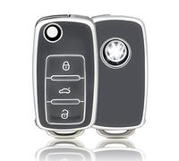 OFFCURVE Autoschlüssel Hülle Schlüsselhülle, Schlüsselcover Schlüssel hülle Schlüsselgehäuse 3 Tasten Passt für VW Volkswagen Up Caddy Jetta Golf 4/5/6 Polo Scirocco Multivan T5 Sharan Skoda Seat