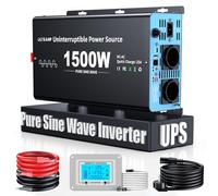 OLTEANP 1500W Wechselrichter12V auf 230V Reiner Sinus,Spannungswandler mit Netzvorrangschaltung und ladefunktion und USV Funktion,Fernbedienung mit LCD-Bildschirm, Automatische Umschaltung für Netz