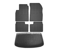 Fußmatten & Kofferraumwanne Set für Nissan Micra K13 2010-2017 Gummi Schwarz 5x