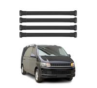 OMAC Aluminium Dachträger für VW T5 T6 Transporter Multivan Caravelle 2003-2024 - TÜV/DIN 75302:2019 - Max. 75 kg - 4 Stangen Schwarz