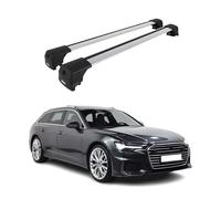 OMAC Aluminium Dachträger Querträger für Audi A6 C8 Avant 2018-2025 - City Crash - ISO/PAS 11154:2006 - Abschließbar - Max. 75 kg - 2 Stangen Silber