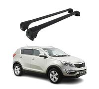 OMAC Aluminium Dachträger Querträger für Kia Sportage mk3 SL 2011-2016 - City Crash - ISO/PAS 11154:2006 - Abschließbar - Max. 75 kg - 2 Stangen Schwarz
