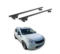 OMAC Dachträger Aluminium für Dacia Sandero Stepway 2010-2026 - Für Standard Dachreling - T Nut - Max 90 kg - 2 Schlösser Schwarz