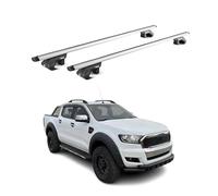 OMAC Dachträger Aluminium für Ford Ranger T6 2011-2026 - Für Standard Dachreling - T Nut - Max 90 kg - 2 Schlösser Silber