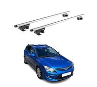 OMAC Dachträger Aluminium für Hyundai i30 I Kombi 2007-2012 - Für Standard Dachreling - T Nut - Max 90 kg - 2 Schlösser Silber