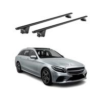 OMAC Dachträger Aluminium für Mercedes C Klasse S205 2014-2021 - Für integrierte Dachreling - T Nut - Max 100 kg - 2 Schlösser Schwarz