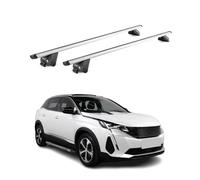 OMAC Dachträger Aluminium für Peugeot 3008 II 2016-2024 - Für integrierte Dachreling - T Nut - Max 100 kg - 2 Schlösser Silber