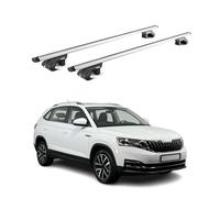 OMAC Dachträger Aluminium für Skoda Kamiq 2019-2026 - Für Standard Dachreling - T Nut - Max 90 kg - 2 Schlösser Silber