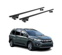 OMAC Dachträger für Dacia Jogger 2021-2027 Aluminium Schwarz | bis 90 kg Traglast, T-Nut-Befestigung, für Standard-Dachreling geeignet, Querträger, Grundträger