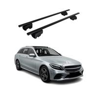 OMAC Dachträger für Mercedes C Klasse S205 2014-21 Stahl 2 Stangen Schwarz | ISO/PAS 11154:2006 geprüft, Abschließbar, City-Crash-getestet, bis 75 kg Traglast, Querträger, Grundträger