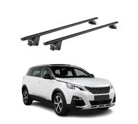 OMAC Dachträger für Peugeot 5008 2017-2024 Aluminium Schwarz | bis 100 kg Traglast, T-Nut-Befestigung, für integrierte Dachreling geeignet, Querträger, Grundträger