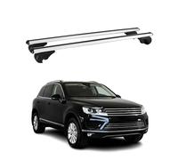 OMAC Dachträger für VW Touareg 2010-2018 Aluminium 2 Stangen Silber | TÜV/DIN 75302:2019 geprüft, Abschließbar, bis 75 kg Traglast, Querträger, Grundträger