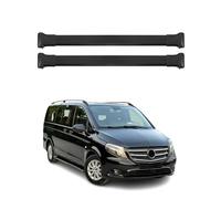 OMAC Dachträger Grundtäger kompatibel mit Mercedes Vito W447 2014-2025 Aluminium 75kg Schwarz 2tlg Offene Reling für Fahrradträger, Dachboxen, Skiträger Abschließbar