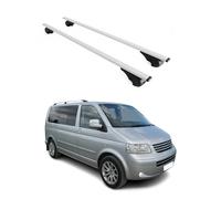 OMAC Dachträger Querträger für VW T5 T6 Transporter Multivan Caravelle 2003-2024 - TÜV/DIN 75302:2019 - Abschließbar - Max. 75 kg - 2 Stangen Silber