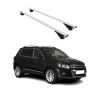 OMAC Dachträger Querträger für VW Tiguan I 2007-2016 - Abschließbar - Max. 75 kg - 2 Stangen Silber