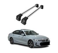 OMAC Dachträger Querträger kompatibel mit BMW 4er G22 Coupé 2020-2026 - 2 Stangen - Abschließbar - Aluminium Silber