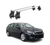 OMAC Dachträger Querträger Stahl für Peugeot 308 II Kombi 2013-2021 - Abschließbar - City-Crash-getestet - DIN 75302:2019 - ISO/PAS 11154:2006 - Max. 50 kg Silber