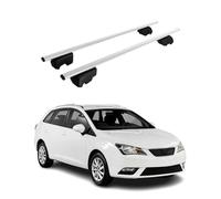 OMAC Dachtrager Quertrager fur Seat Ibiza IV Kombi 2010-2017 - City Crash getestet - ISO PAS 11154:2006 - Abschliessbar - Max 75 kg - 2 Stangen Silber