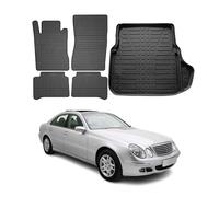 OMAC Fußmatten & Kofferraumwanne Set kompatibel mit Mercedes E Klasse W211 Limo 2003-2009 Gummi
