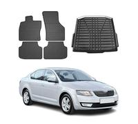 OMAC Fußmatten & Kofferraumwanne Set kompatibel mit Skoda Octavia Kombi 2012-2019 Gummi 5X