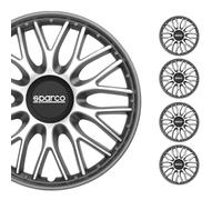 OMAC Radkappen Radzierblenden Sparco Roma 16" Zoll Auto Abdeckung Set Silber Grau 4X