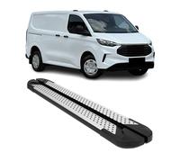 OMAC Seitenbretter Trittbretter Schweller kompatibel mit Ford Transit Custom 2023-2026 L1 Silber Schwarz 2X