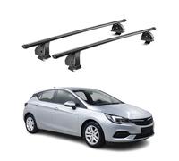 OMAC Stahl Dachträger Querträger Opel Astra K 2015-2021 - TÜV/DIN 75302:2019 - Abschließbar - Max. 75 kg - 2 Stangen - Schwarz