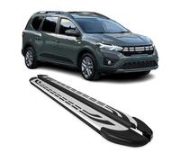 OMAC Trittbretter Seitenschweller Seitenbretter kompatibel mit Dacia Jogger 2022-26 Schwarz-Silber Alu